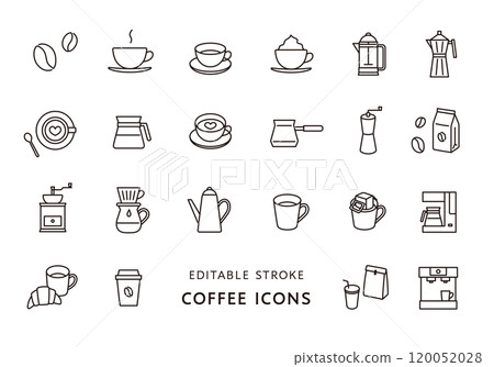 咖啡相關圖示集（單色） 120052028