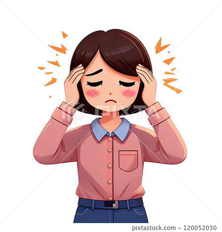 Illustration of a woman suffering from a headache 120052030