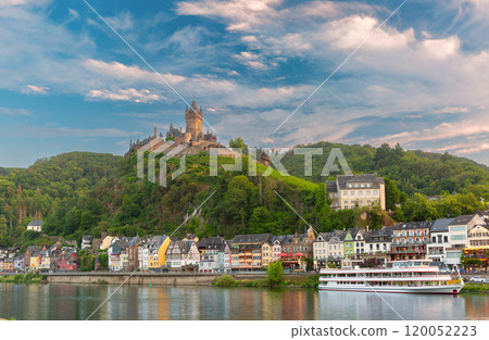 Cochem and Reichsburg Castle on the Moselle River, Germany 120052223