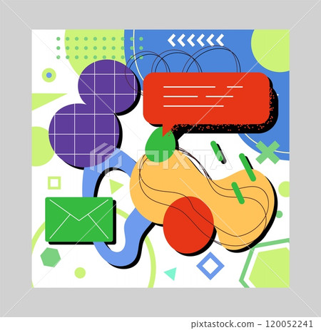 Abstract shapes. Colorful figures collage. Flat... - Stock Illustration ...