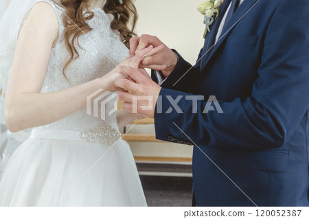 Groom put the wedding ring Groom put the wedding ring 120052387