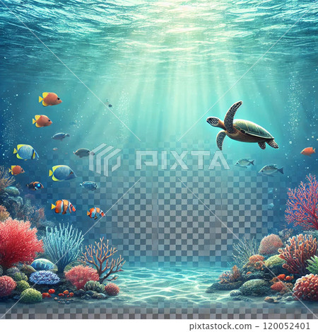 Coral and blue sea and sun and coral background 120052401