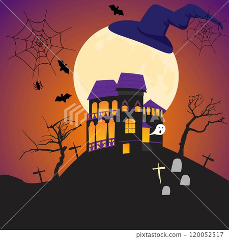 Halloween night background with scarry dark house Halloween night background with scarry dark house 120052517