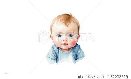 Baby illustration, watercolor style 120052859