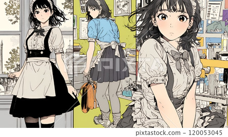 Young waitress working in a casual restaurant 120053045