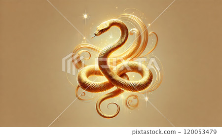 蛇年財運象徵的金蛇賀年片素材4“AI生成圖像” 120053479