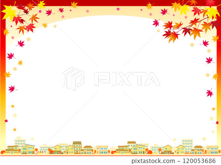 向量/PNG框架/秋天樹葉變紅和城市景觀在秋天加深的背景材料 向量/PNG框架/秋天樹葉變紅和城市景觀在秋天加深的背景材料 120053686
