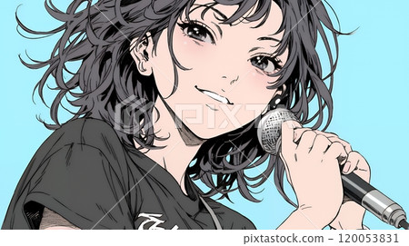 A young woman singing a song 120053831