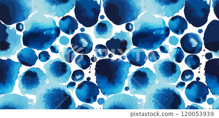 Blue watercolor background, seamless pattern tile. hand drawing. Not AI, Vector illustration. 120053939