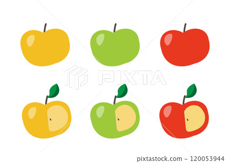 Set of cute apples: red, blue, yellow 120053944