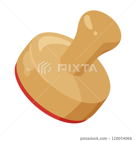 Illustration of a wooden stamp with a handle 120054068