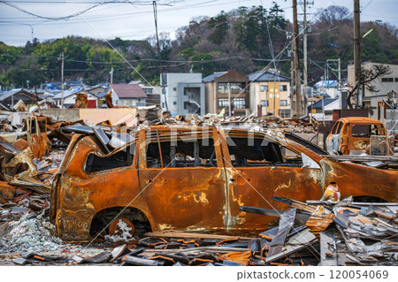 2020年能登半島地震：輪島焦土街景 120054069