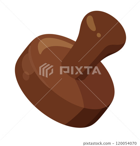 Illustration of a wooden stamp with a handle 120054070