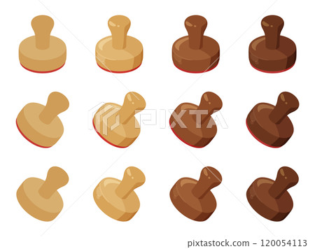 Illustration material set of wooden stamps with handles 120054113