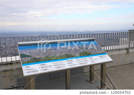 Information board at the observation deck at Mt. Moiwa in Sapporo Information board at the observation deck at Mt. Moiwa in Sapporo 120054702