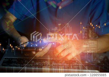 data analysis trading ideas Businessman working with data chart with AI Robot showing the use of artificial intelligence in investment trading. digital transformation technology 120055085
