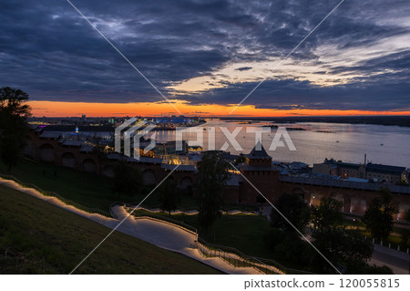 A sunset capturing the famous view of the arrow in Nizhny Novgorod A sunset capturing the famous view of the arrow in Nizhny Novgorod 120055815