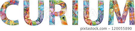 The word CURIUM. It is a chemical element. Colorful vector word isolated on a white background The word CURIUM. It is a chemical element. Colorful vector word isolated on a white background 120055890