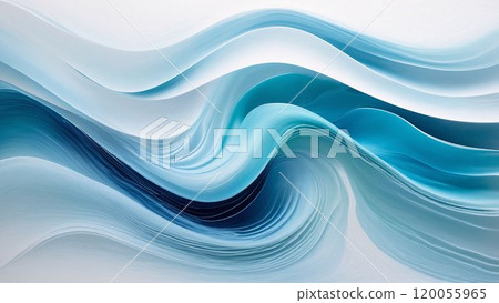 Blue and white abstract ocean design, concrete fluidity, layered curves, calmness and peace of mind. Blue and white abstract ocean design, concrete fluidity, layered curves, calmness and peace of mind. 120055965
