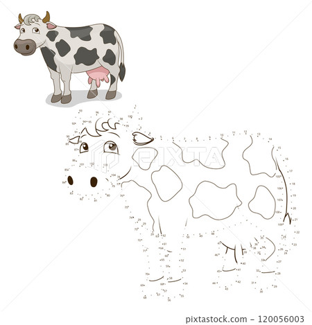 Connect the dots game cow vector illustration 120056003