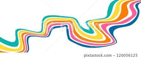 Background with colored parallel lines. Deformed colored stripes. An idea for banners, posters and posters. A variant of wall art 120056125