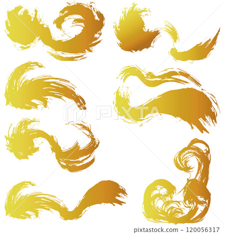 日式素材插圖集用畫筆向量繪製的金色線條 日式素材插圖集用畫筆向量繪製的金色線條 120056317
