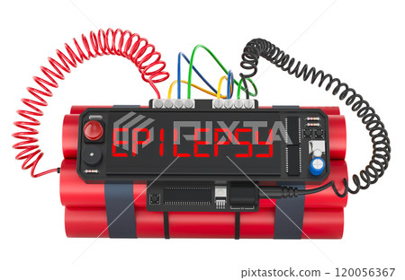 Epilepsy concept. Time bomb explosive with epilepsy word on timer, 3D rendering 120056367