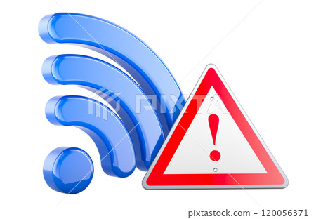 Lost connection of Wi-Fi, concept. 3D rendering Lost connection of Wi-Fi, concept. 3D rendering 120056371