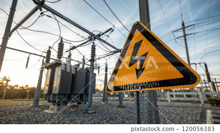 Warning Sign at Electrical Substation 120056383