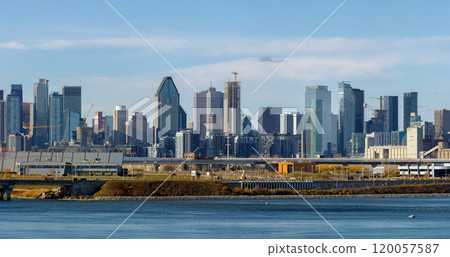 Montreal Cityscape with St Lawrence River Panoramic Day View Montreal Cityscape with St Lawrence River Panoramic Day View 120057587