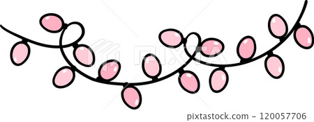 Preppy Coquette Christmas Pink Lights string Garland ornament ball doodle lined pastel Preppy Coquette Christmas Pink Lights string Garland ornament ball doodle lined pastel 120057706