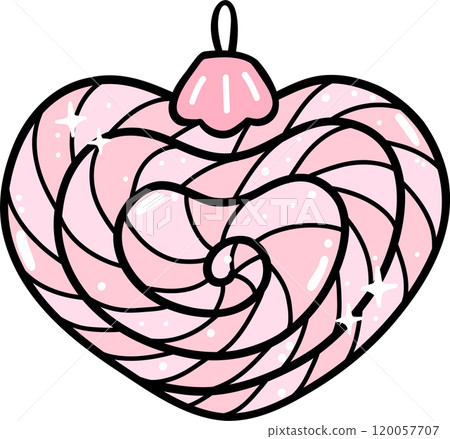 Preppy Coquette Christmas Pink swirl Heart shape ornament ball doodle lined pastel Preppy Coquette Christmas Pink swirl Heart shape ornament ball doodle lined pastel 120057707