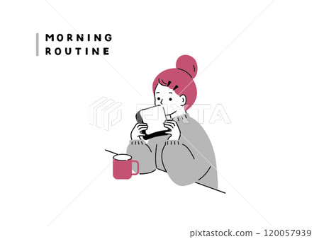 一個女人把早餐吐司塞到臉上 120057939