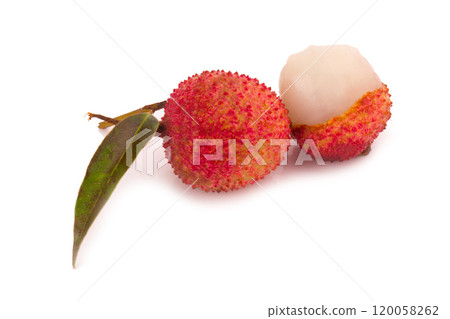 Fresh lychees isolated on white background Fresh lychees isolated on white background 120058262
