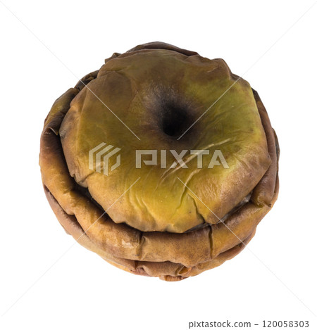 apple green dry rotten isolated white background apple green dry rotten isolated white background 120058303