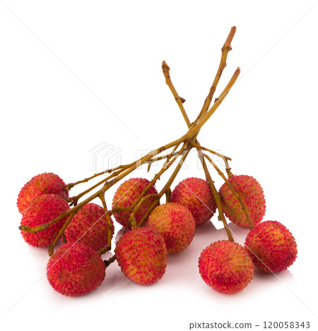 Fresh lychees isolated on white background Fresh lychees isolated on white background 120058343