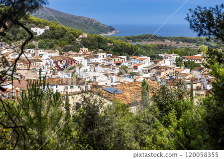 Panoramic view of the town of Capdepera, Mallorca, Balearic Islands, Spain, Europe Panoramic view of the town of Capdepera, Mallorca, Balearic Islands, Spain, Europe 120058355