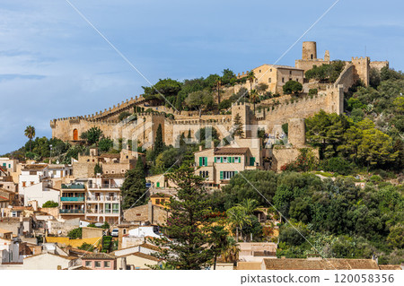 The Castle of Capdepra on the hill above the small town of Capdepera, Mallorca, Majorca, Balearic Islands, Spain, Europe The Castle of Capdepra on the hill above the small town of Capdepera, Mallorca, Majorca, Balearic Islands, Spain, Europe 120058356