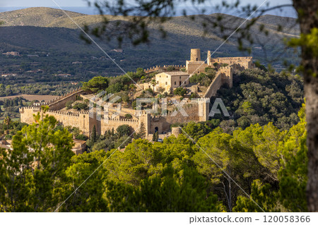 The Castle of Capdepra on the hill above the small town of Capdepera, Mallorca, Majorca, Balearic Islands, Spain, Europe 120058366