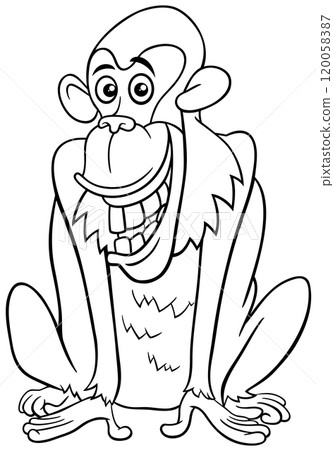 funny cartoon chimpanzee ape animal character coloring page funny cartoon chimpanzee ape animal character coloring page 120058387