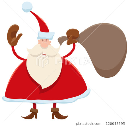 cartoon Santa Claus character on Christmas time with sack of gifts cartoon Santa Claus character on Christmas time with sack of gifts 120058395