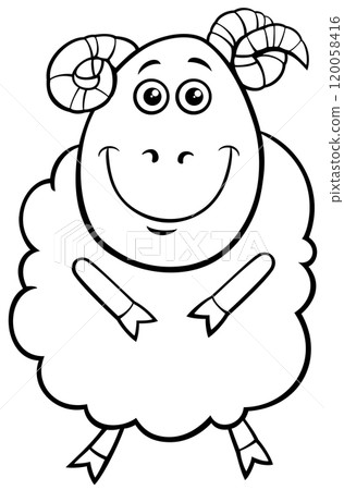 happy cartoon ram farm animal character coloring page happy cartoon ram farm animal character coloring page 120058416