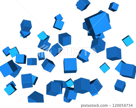 Background illustration with floating blue cubes Background illustration with floating blue cubes 120058734