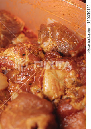 pork kebab is delicious and juicy, beautiful food 120059113