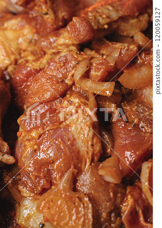 pork kebab is delicious and juicy, beautiful food 120059127