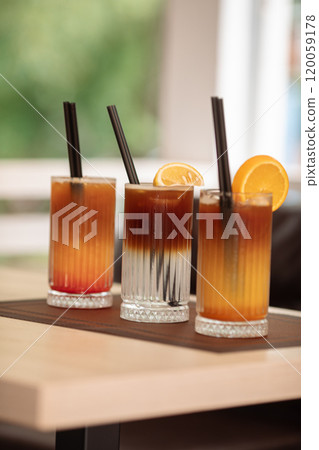 non-alcoholic cocktails are on the table, a non-alcoholic cocktails are on the table, a 120059178