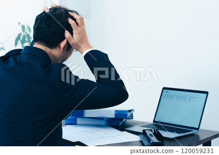 The hands of a male business man scanning documents 120059231