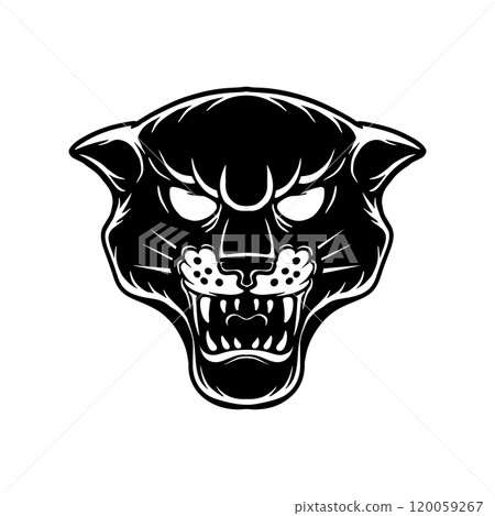 Illustration of panther head in engraving style. Design element for poster, card, banner, emblem, sign. Vector illustration Illustration of panther head in engraving style. Design element for poster, card, banner, emblem, sign. Vector illustration 120059267
