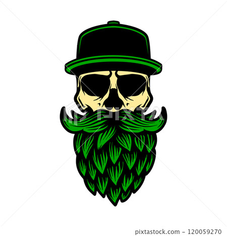 Head with beer hop beard. Vector illustration Head with beer hop beard. Vector illustration 120059270