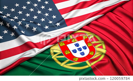 American and Portuguese Flags Side by Side 120059784